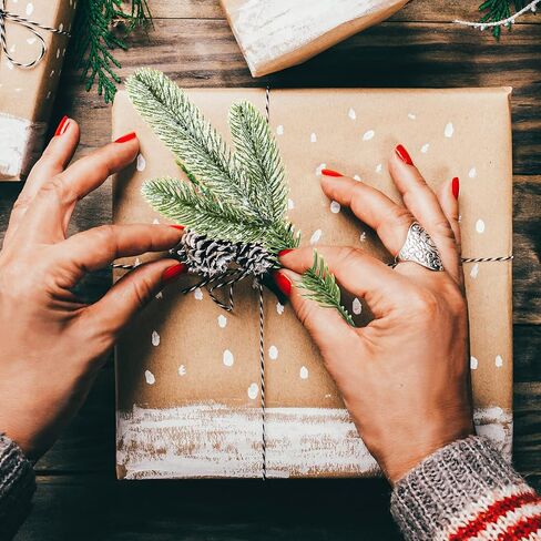 100 Pcs Artificial Pine Needles Branches Garland Green Plants Pine Needles Christmas Picks Fake Christmas Greenery for Xmas DIY Garland Wreath Home Garden Decor, 6.7 x 2.4 Inch (Snow Covered Style) in Saudi Arabia