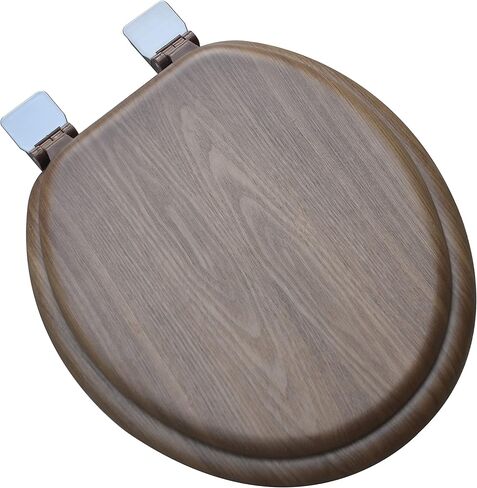 مقعد مرحاض 5Q1E1-17BN من الخشب الطبيعي مع لمسة نهائية زخرفية يشتمل على مفصل Vari-Adjust Lok-Down R'N'C، ممدود، من خشب البلوط الفاتح مع النيكل المصقول in Kuwait