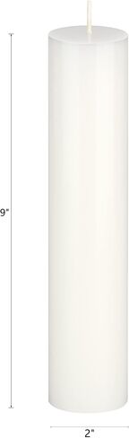 Mega Candles 1 pc Unscented White Round Pillar Candle, Hand Poured Premium Wax Candles 2 Inch x 9 Inch, Home Décor, Wedding Receptions, Baby Showers, Birthdays, Celebrations, Party Favors & More in Saudi Arabia