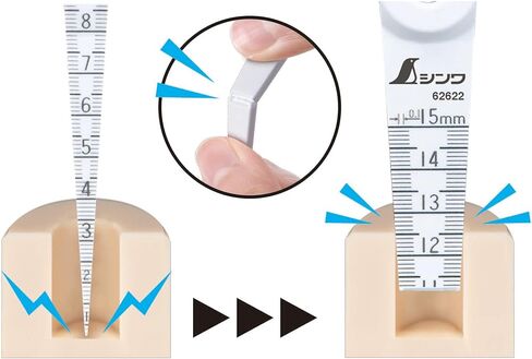 Shinwa Taper Gauge ABS الراتنج 0.04-0.59 بوصة (1-15 مم) أبيض - أبعاد الفجوة - قطر الفتحة - صنع في اليابان in Kuwait
