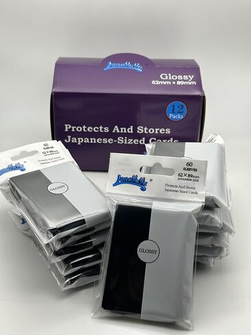 1 Box of 720 Counts -12packs Black Color Front Glossy Japanese Small Card Sleeves 62mmx89mm Card Sleeves, Toploading fits for Japanese Trading Card Perfect Size in Kuwait