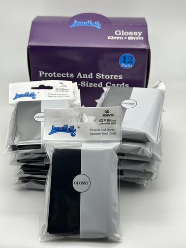 1 Box of 720 Counts -12packs Black Color Front Glossy Japanese Small Card Sleeves 62mmx89mm Card Sleeves, Toploading fits for Japanese Trading Card Perfect Size in Kuwait