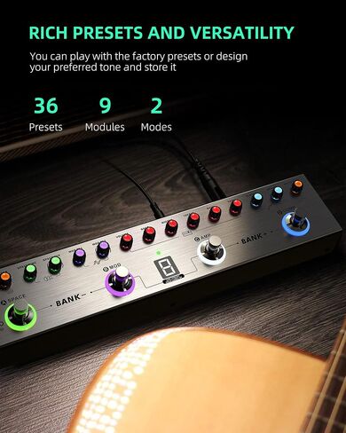 LEKATO Multi Effects Guitar Pedal, Guitar Effects Pedal with 36 Presets, Editable 4 Modules, Amp, Chorus, Delay, Reverb, IR CAB, Tuner, BT Connection, Music Recording in Saudi Arabia
