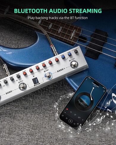 LEKATO Multi Effects Guitar Pedal, Guitar Effects Pedal with 36 Presets, Editable 4 Modules, Amp, Chorus, Delay, Reverb, IR CAB, Tuner, BT Connection, Music Recording in Saudi Arabia