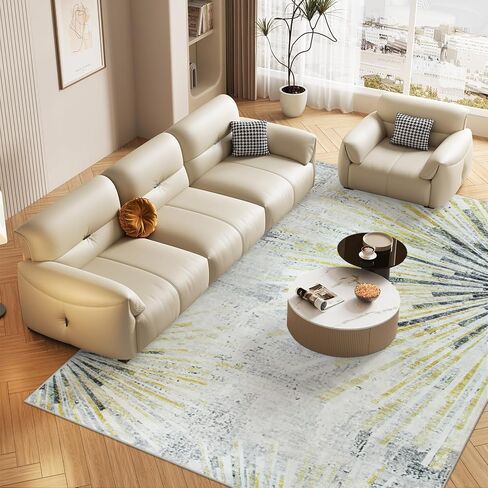 LEEVAN 6x9 Area Rug Washable Living Room Modern Bedroom Rug Gold Nursery Rug Non-Slip Rugs for Dining Room Abstract 6x9 Rug for Office in Kuwait