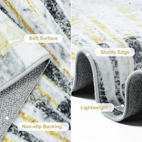 LEEVAN 6x9 Area Rug Washable Living Room Modern Bedroom Rug Gold Nursery Rug Non-Slip Rugs for Dining Room Abstract 6x9 Rug for Office in Kuwait