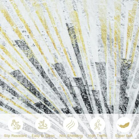 LEEVAN 6x9 Area Rug Washable Living Room Modern Bedroom Rug Gold Nursery Rug Non-Slip Rugs for Dining Room Abstract 6x9 Rug for Office in Kuwait