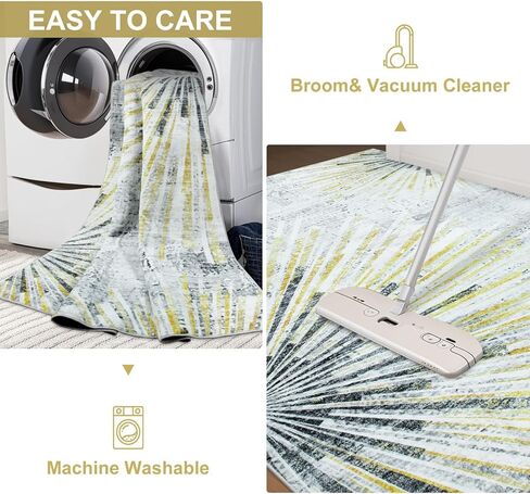 LEEVAN 6x9 Area Rug Washable Living Room Modern Bedroom Rug Gold Nursery Rug Non-Slip Rugs for Dining Room Abstract 6x9 Rug for Office in Kuwait