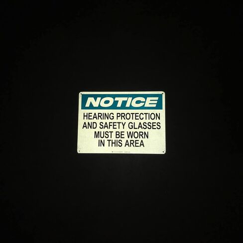 TRADESAFE Hearing Protection and Safety Glasses Required PPE Sign - Wall Sign, Quick Install Aluminum Safety Sign, Light Reflective, UV-Resistant, Waterproof, 14" X 10" Safety Signs for Business in Kuwait