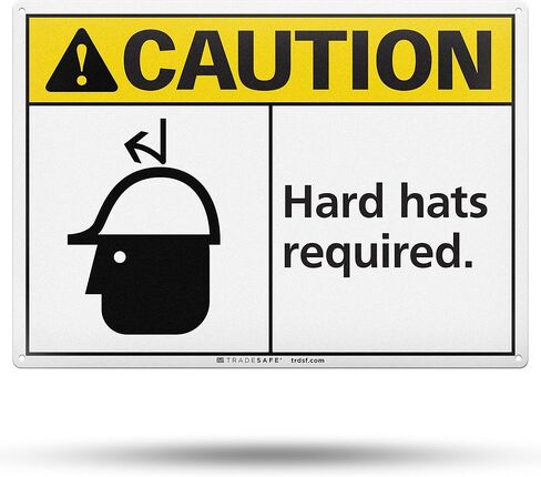 TRADESAFE Hearing Protection and Safety Glasses Required PPE Sign - Wall Sign, Quick Install Aluminum Safety Sign, Light Reflective, UV-Resistant, Waterproof, 14" X 10" Safety Signs for Business in Kuwait