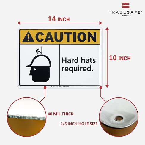 TRADESAFE Hearing Protection and Safety Glasses Required PPE Sign - Wall Sign, Quick Install Aluminum Safety Sign, Light Reflective, UV-Resistant, Waterproof, 14" X 10" Safety Signs for Business in Kuwait