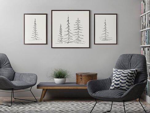 Kate and Laurel Sylvie Minimalist Evergreen Trees Sketch Framed Canvas Wall Art Set by The Creative Bunch Studio, 2 Piece Set 18x24 Gold in Saudi Arabia