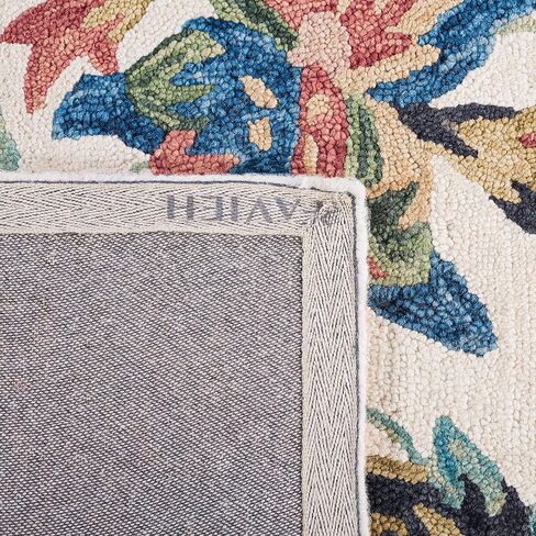 Safavieh Blossom Collection Accent Rug - 4' x 6', Ivory & Plum, Handmade French Country Floral Wool, Ideal for High Traffic Areas in Entryway, Living Room, Bedroom (BLM467A) in Saudi Arabia
