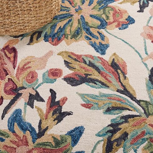 Safavieh Blossom Collection Accent Rug - 4' x 6', Ivory & Plum, Handmade French Country Floral Wool, Ideal for High Traffic Areas in Entryway, Living Room, Bedroom (BLM467A) in Saudi Arabia