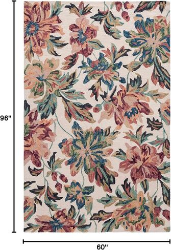Safavieh Blossom Collection Accent Rug - 4' x 6', Ivory & Plum, Handmade French Country Floral Wool, Ideal for High Traffic Areas in Entryway, Living Room, Bedroom (BLM467A) in Saudi Arabia
