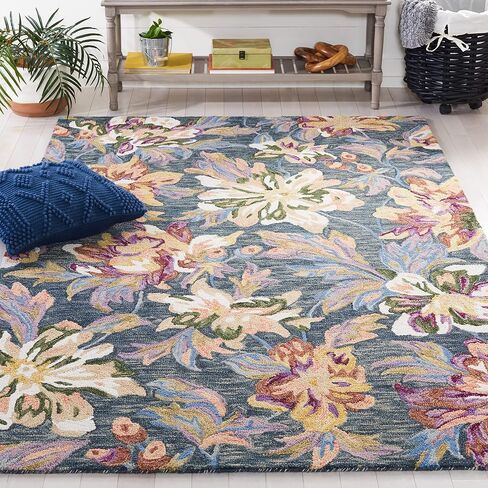 Safavieh Blossom Collection Accent Rug - 4' x 6', Ivory & Plum, Handmade French Country Floral Wool, Ideal for High Traffic Areas in Entryway, Living Room, Bedroom (BLM467A) in Saudi Arabia