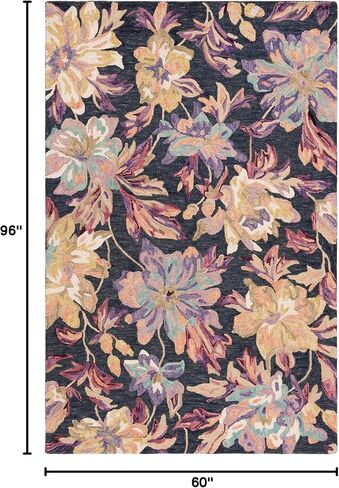 Safavieh Blossom Collection Accent Rug - 4' x 6', Ivory & Plum, Handmade French Country Floral Wool, Ideal for High Traffic Areas in Entryway, Living Room, Bedroom (BLM467A) in Saudi Arabia