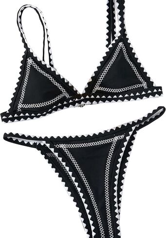 OYOANGLE Women's 2 Piece Graphic Print Triangle Bikini Swimsuit Spaghetti Strap High Cut Bathing Suits in Kuwait