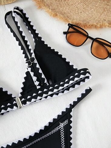 OYOANGLE Women's 2 Piece Graphic Print Triangle Bikini Swimsuit Spaghetti Strap High Cut Bathing Suits in Kuwait