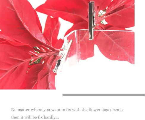 Red Poinsettia Flower Xmas Neutral Christmas Ornaments for Christmas Tree Flowers Wreath Decorations Set with hook-8pcs/pack in Saudi Arabia