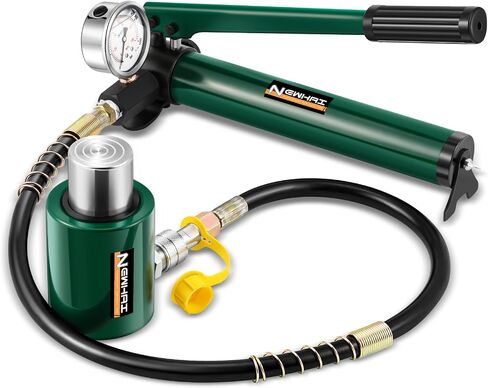 Newhai 10 ton 2" Hydraulic Ram Jack+ cp-180 Hand Pump with Pressure Gauge Hydraulic Porta Power 10 ton kit Low Profile Short Cylinder in Saudi Arabia