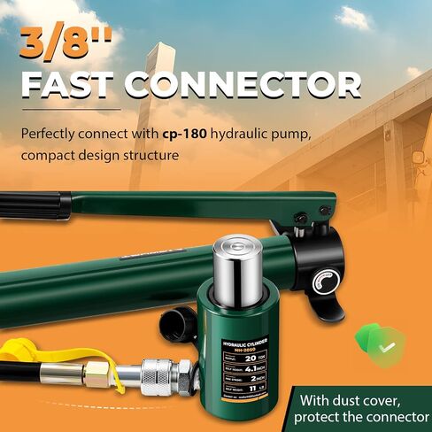Newhai 10 ton 2" Hydraulic Ram Jack+ cp-180 Hand Pump with Pressure Gauge Hydraulic Porta Power 10 ton kit Low Profile Short Cylinder in Saudi Arabia