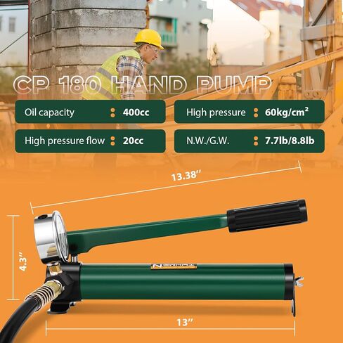 Newhai 10 ton 2" Hydraulic Ram Jack+ cp-180 Hand Pump with Pressure Gauge Hydraulic Porta Power 10 ton kit Low Profile Short Cylinder in Saudi Arabia