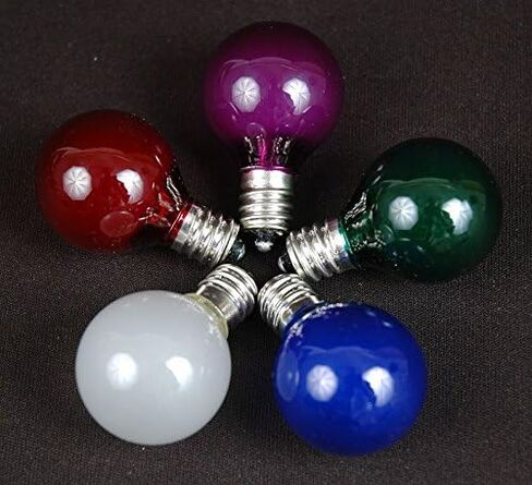 Novelty Lights Incandescent G30 Globe Replacement Bulbs - Outdoor Individual Bulbs For Events, Holiday Parties, Patios, And More - C7/E12 Candelabra Base, 5 Watt Lights (Multi, 25 Pack) in Kuwait