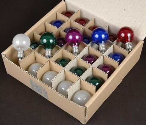 Novelty Lights Incandescent G30 Globe Replacement Bulbs - Outdoor Individual Bulbs For Events, Holiday Parties, Patios, And More - C7/E12 Candelabra Base, 5 Watt Lights (Multi, 25 Pack) in Kuwait