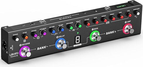 دواسة LEKATO Bass متعددة التأثيرات، دواسة تأثيرات Bass مع 36 إعدادًا مسبقًا، 4 وحدات قابلة للتحرير، Amp، ضاغط، Mod، Space، Reverb، IR CAB، موالف، اتصال BT، تسجيل الموسيقى in Saudi Arabia
