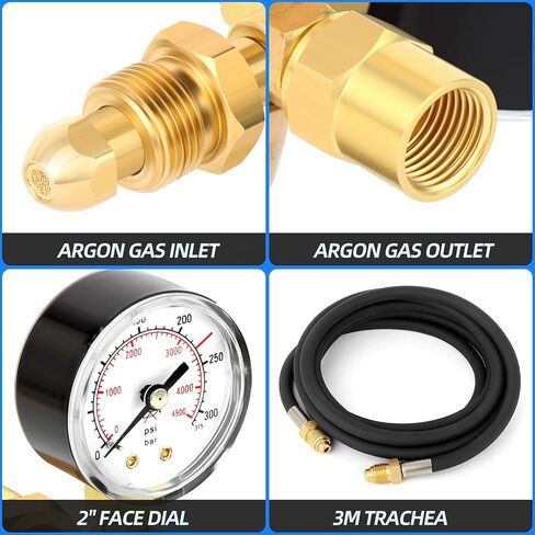 MEANLIN MEASURE Argon CO2 Regulators Gauges Gas Welding Regulator CGA580 Fitting With Miller Lincoln Mig Tig Weld With 10 Feet Hose 0-4500PSI / 0-10BA in Kuwait