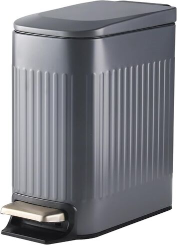 Slim Bathroom Trash Can Foot-Operated Stainless Steel Garbage Can with Soft Close Lid Step Trash Bin with Removable Inner Bucket for Bedroom, Office, Kitchen (Matt Black, 3.5 Gallons) in Saudi Arabia