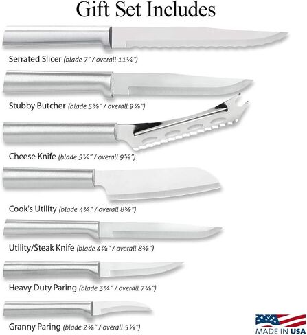 Rada Cutlery Knives Gift Set Stainless Steel Blades and Aluminum, Set of 7, 11 3/4 Inches, Silver Handle in Saudi Arabia