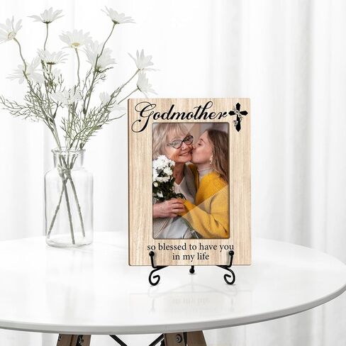 Godfather Picture Frame, Photo Frame For Godfather Wood Picture Frame, Birthday Gifts For Godfather, 4x6 Picture Frame With Stand, Vertical Picture Frame For Tabletop -17 in Saudi Arabia