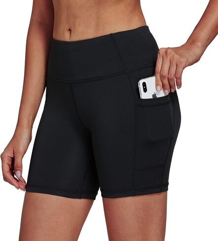 Women's 8" /5" /2" High Waist Biker Shorts with Pockets Yoga Workout Running Bike Athletic Compression Shorts in Saudi Arabia