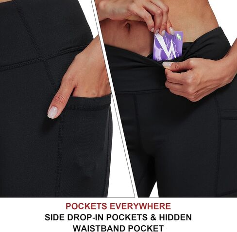Women's 8" /5" /2" High Waist Biker Shorts with Pockets Yoga Workout Running Bike Athletic Compression Shorts in Saudi Arabia
