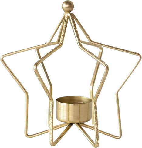 Creative Co-Op Large Metal Star Shaped Tealight Holder, Gold Finish in Saudi Arabia