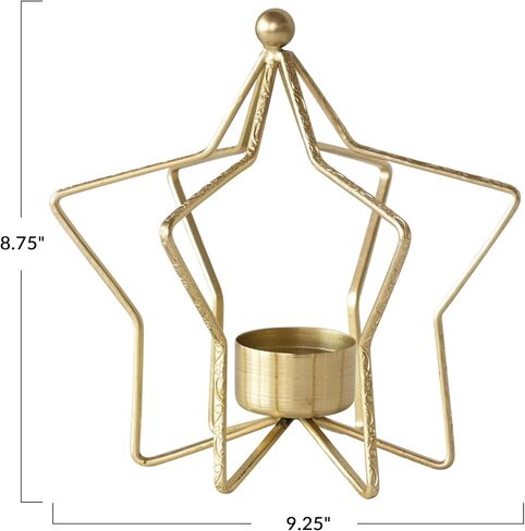 Creative Co-Op Large Metal Star Shaped Tealight Holder, Gold Finish in Saudi Arabia