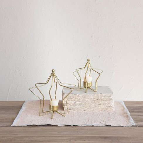 Creative Co-Op Large Metal Star Shaped Tealight Holder, Gold Finish in Saudi Arabia