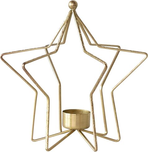 Creative Co-Op Large Metal Star Shaped Tealight Holder, Gold Finish in Saudi Arabia