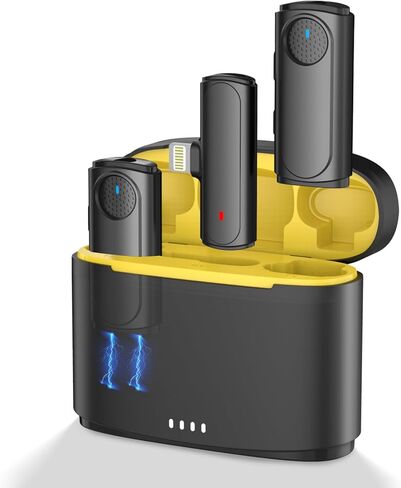 ميكروفون Lavalier لاسلكي لكاميرا iPhone Android: ميكروفون تسجيل بلوتوث مع خاصية إلغاء الضوضاء - مشبك صغير على الميكروفون للمقابلة والبودكاست والبث المباشر in Kuwait