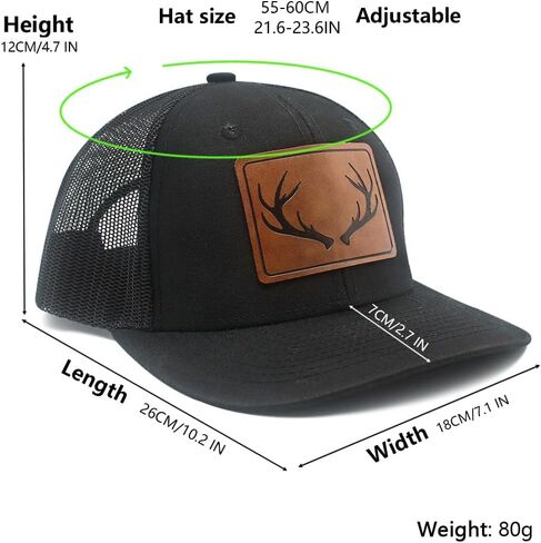 Antlers Leather Patch Hat Adjustable Baseball Caps Trucker Hats Unisex Hats for Women Men in Saudi Arabia