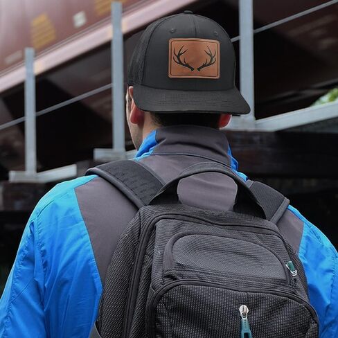 Antlers Leather Patch Hat Adjustable Baseball Caps Trucker Hats Unisex Hats for Women Men in Saudi Arabia