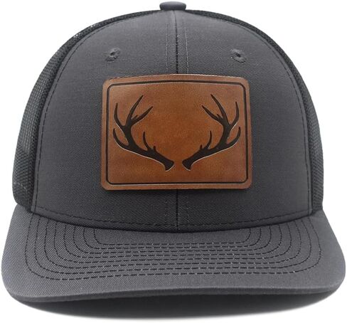 Antlers Leather Patch Hat Adjustable Baseball Caps Trucker Hats Unisex Hats for Women Men in Kuwait