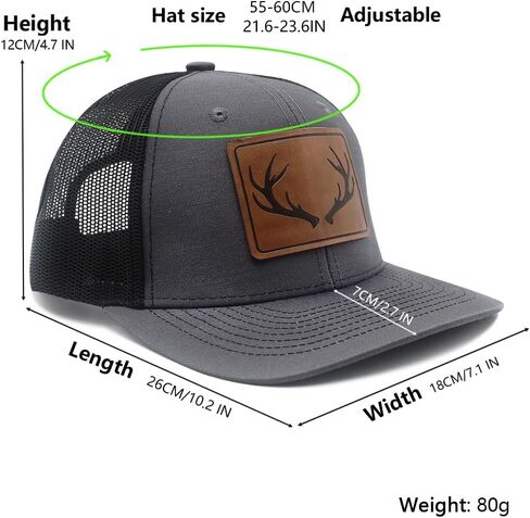 Antlers Leather Patch Hat Adjustable Baseball Caps Trucker Hats Unisex Hats for Women Men in Kuwait