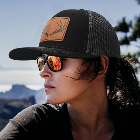 Antlers Leather Patch Hat Adjustable Baseball Caps Trucker Hats Unisex Hats for Women Men in Kuwait