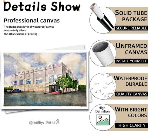 ZVDFHEY Pam's Painting Posters Canvas Wall Art Decor Dunder Mifflin Office Building Watercolor Painting Poster The Gifts For Office Bedroom Decoration 12X16inch Unframed in Saudi Arabia