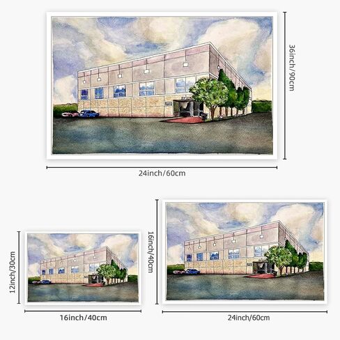 ZVDFHEY Pam's Painting Posters Canvas Wall Art Decor Dunder Mifflin Office Building Watercolor Painting Poster The Gifts For Office Bedroom Decoration 12X16inch Unframed in Saudi Arabia