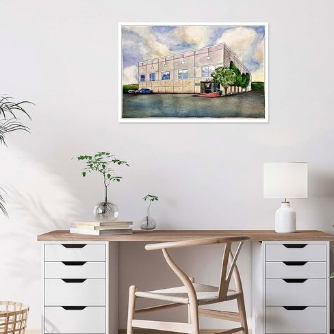 ZVDFHEY Pam's Painting Posters Canvas Wall Art Decor Dunder Mifflin Office Building Watercolor Painting Poster The Gifts For Office Bedroom Decoration 12X16inch Unframed in Saudi Arabia