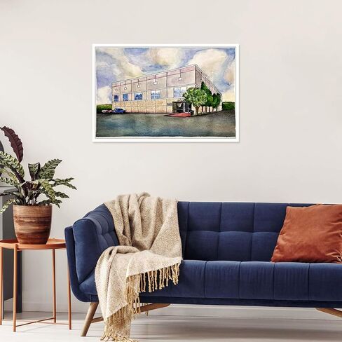 ZVDFHEY Pam's Painting Posters Canvas Wall Art Decor Dunder Mifflin Office Building Watercolor Painting Poster The Gifts For Office Bedroom Decoration 12X16inch Unframed in Saudi Arabia
